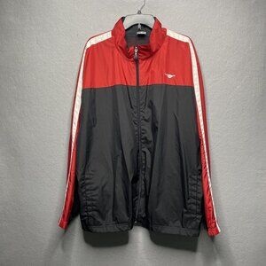 Vintage Cheetah Red & Black XXL Windbreaker Jacket With White Accent Stripes